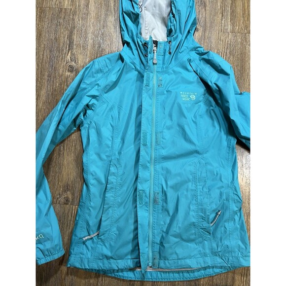 Mountain Hardwear Women's Rain Jacket Large Blue Dry Q Full Zip Hooded - Picture 7 of 13